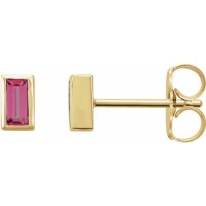 0.07 ct Natural Diamond Straight Baguette Bezel-Set Stud Earrings