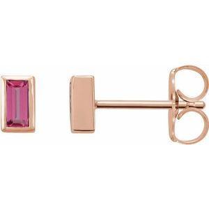 0.07 ct Natural Diamond Straight Baguette Bezel-Set Stud Earrings