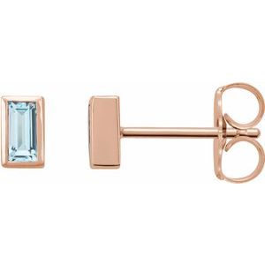 0.07 ct Natural Diamond Straight Baguette Bezel-Set Stud Earrings