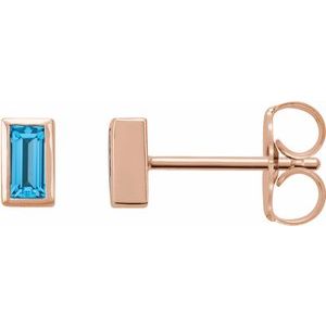 0.07 ct Natural Diamond Straight Baguette Bezel-Set Stud Earrings