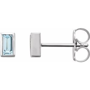 0.07 ct Natural Diamond Straight Baguette Bezel-Set Stud Earrings