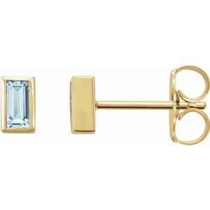 0.07 ct Natural Diamond Straight Baguette Bezel-Set Stud Earrings