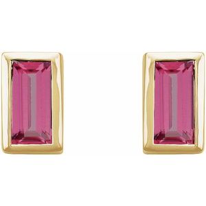 0.07 ct Natural Diamond Straight Baguette Bezel-Set Stud Earrings