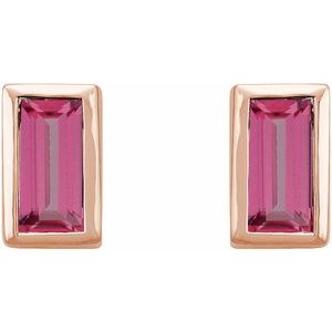 0.07 ct Natural Diamond Straight Baguette Bezel-Set Stud Earrings
