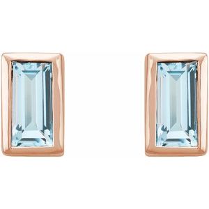 0.07 ct Natural Diamond Straight Baguette Bezel-Set Stud Earrings