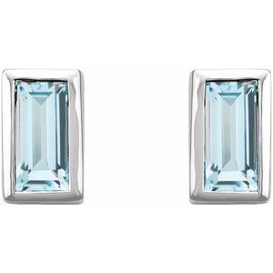 0.07 ct Natural Diamond Straight Baguette Bezel-Set Stud Earrings