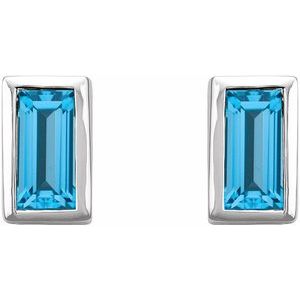 0.07 ct Natural Diamond Straight Baguette Bezel-Set Stud Earrings
