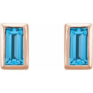 0.07 ct Natural Diamond Straight Baguette Bezel-Set Stud Earrings