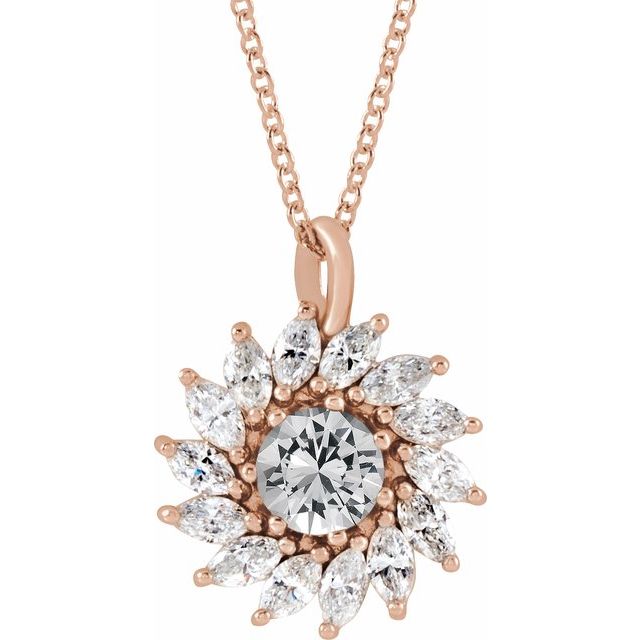 14k-rose-natural-white-sapphire-&-5/8-ctw-natural-diamond-halo-style-16-18"-necklace