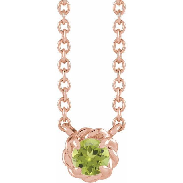 14k-rose--natural-peridot-claw-prong-rope-18"-necklace