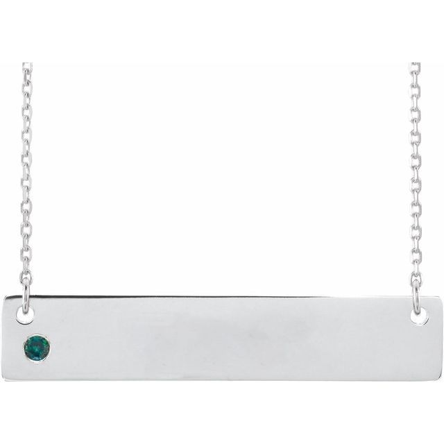 14k-white-natural-alexandrite-engravable-bar-16-18"-necklace