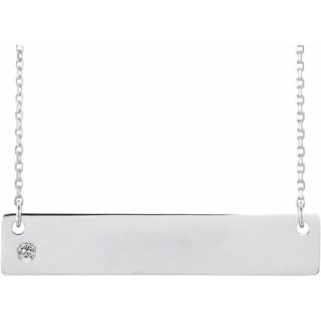 14k-white-natural-white-sapphire-engravable-bar-16-18"-necklace