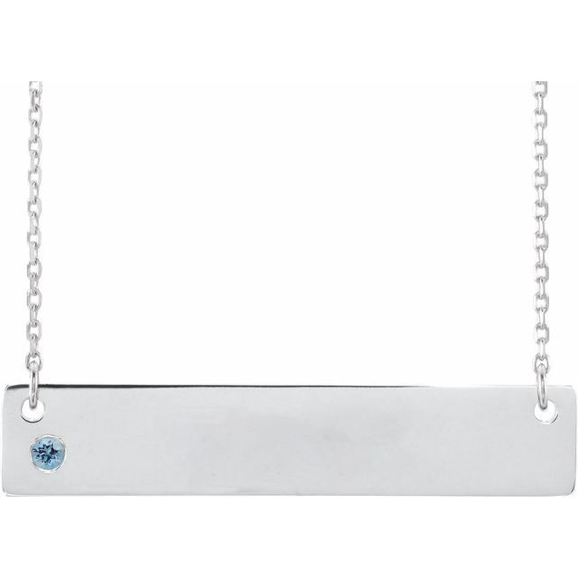 14k-white-natural-aquamarine-engravable-bar-16-18"-necklace