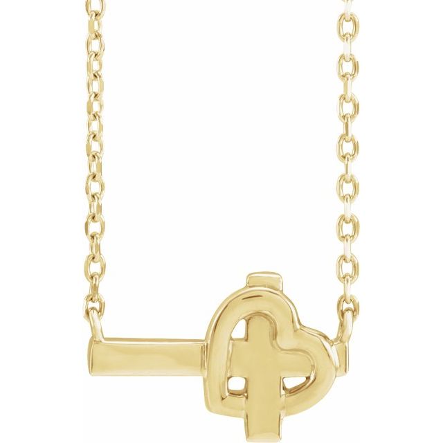14k-yellow-sideways-cross-&-heart-18"-necklace