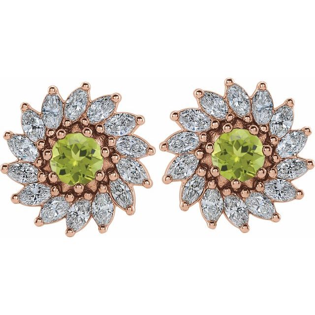 14k-rose--natural-peridot-&-7/8-ctw-natural-diamond-earrings