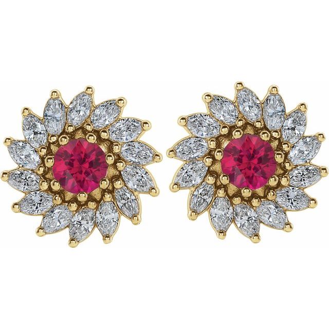 14k-yellow--natural-ruby-&-7/8-ctw-natural-diamond-earrings