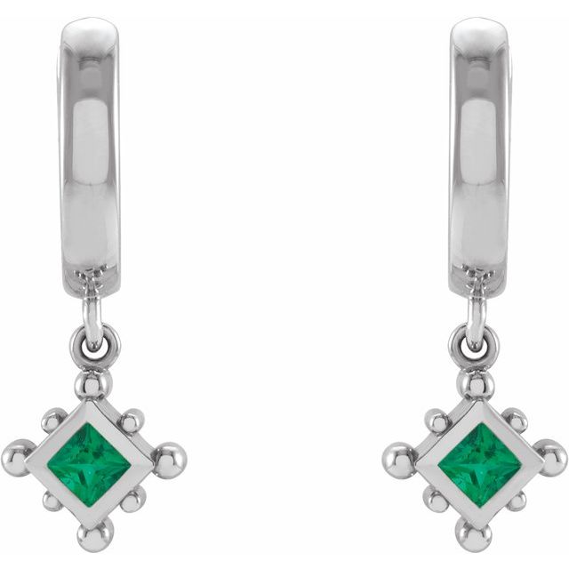 14k-white-lab-grown-emerald-beaded-bezel-set-hoop-earrings