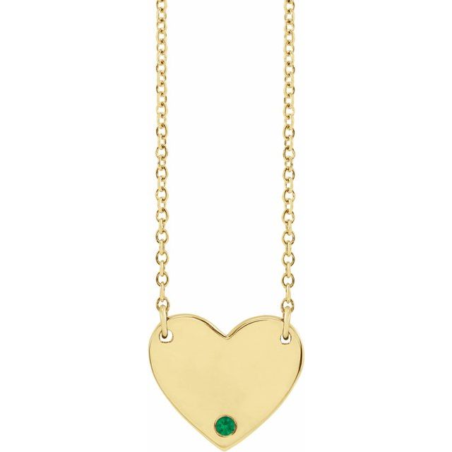 14k-yellow-lab-grown-emerald-engravable-heart-18"-necklace