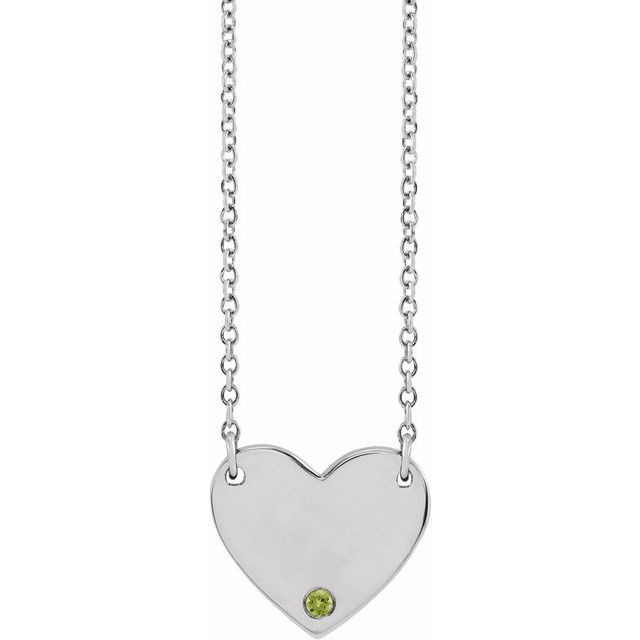 14k-white-natural-peridot-engravable-heart-18"-necklace