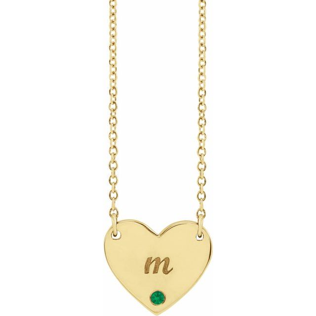 14k-yellow-lab-grown-emerald-engravable-heart-18"-necklace