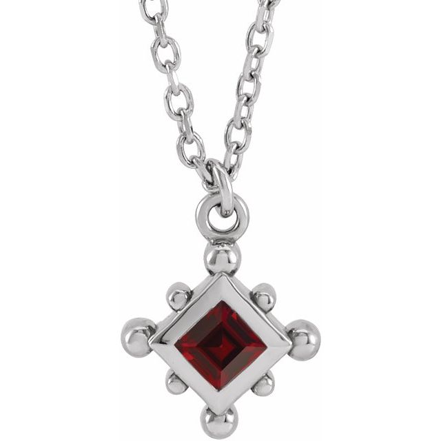 14k-white-natural-mozambique-garnet-bezel-set-beaded-16-18"-necklace
