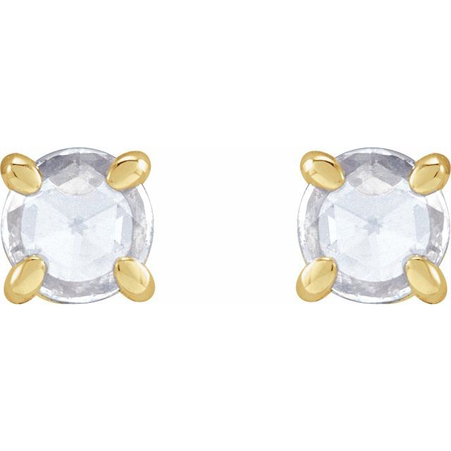 14k-yellow-3/4-ctw-rose-cut-natural-diamond-stud-earrings