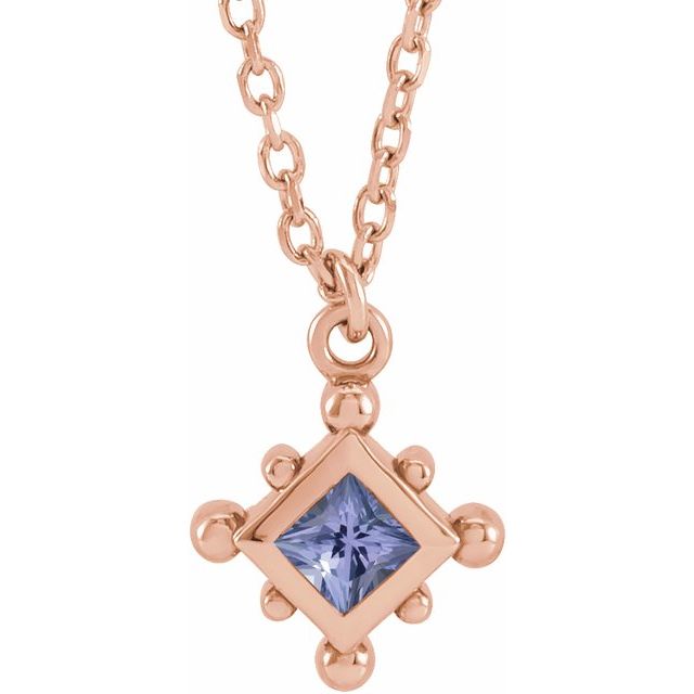 14k-rose-natural-tanzanite-bezel-set-beaded-16-18"-necklace
