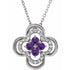 14k-white-natural-amethyst-&-.08-ctw-natural-diamond-clover-18"-necklace