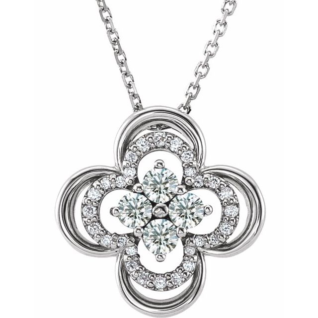 14k-white-1/3-ctw-natural-diamond-clover-18"-necklace