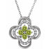 14k-white-natural-peridot-&-.08-ctw-natural-diamond-clover-18"-necklace