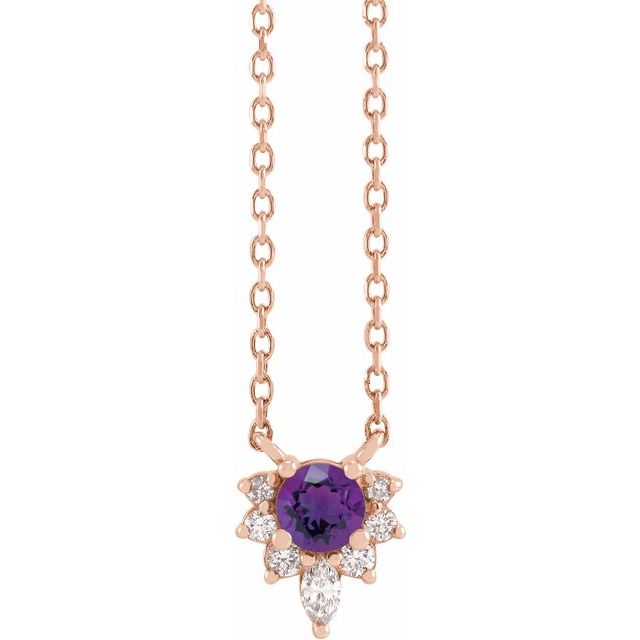 14k-rose-natural-amethyst-&-.08-ctw-natural-diamond-18"-necklace