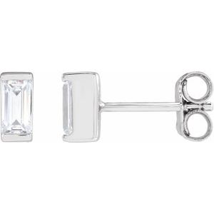 3/8 ct Lab-Grown Diamond Straight Baguette Bezel-Set Stud Earrings