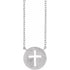 14k-white-pierced-cross-hammered-disc-18"-necklace