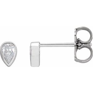 Diamond 1/10 ct Micro Pear Bezel Earrings