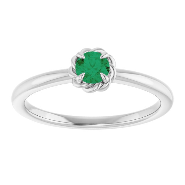 14k-white-natural-emerald-solitaire-rope-ring