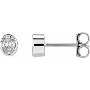 Diamond Oval Bezel-Set Stud Earrings