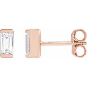 3/8 ct Lab-Grown Diamond Straight Baguette Bezel-Set Stud Earrings