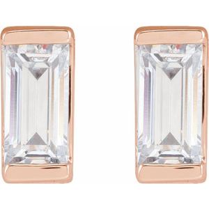 3/8 ct Lab-Grown Diamond Straight Baguette Bezel-Set Stud Earrings