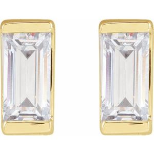 3/8 ct Lab-Grown Diamond Straight Baguette Bezel-Set Stud Earrings