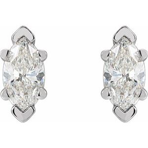1/2 ct Diamond Marquise 6-Prong V-End Stud Earrings