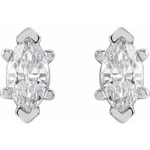 1/2 ct Diamond Marquise 6-Prong V-End Stud Earrings