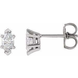 1/2 ct Diamond Marquise 6-Prong V-End Stud Earrings