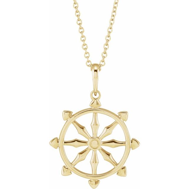 14k-yellow-dharmachakra-wheel-16-18"-necklace
