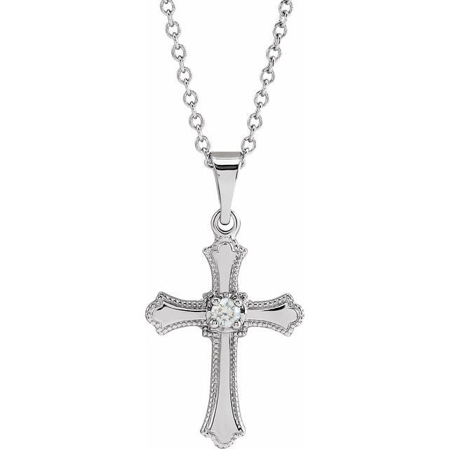 14k-white-.03-ct-natural-diamond-cross-18"-necklace