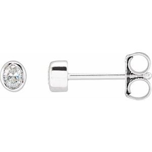 Diamond Oval Bezel-Set Stud Earrings