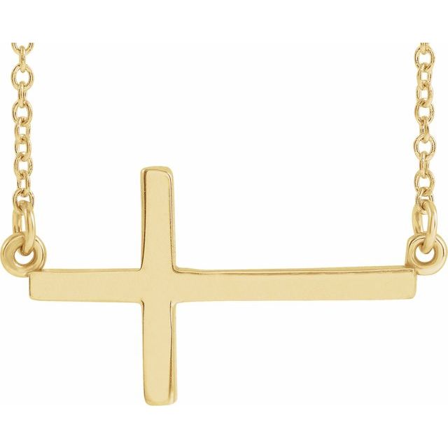14k-yellow--sideways-cross-16-18"-necklace