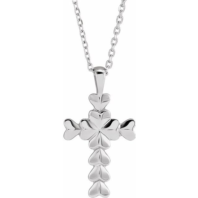 14k-white-heart-cross-16-18"-necklace