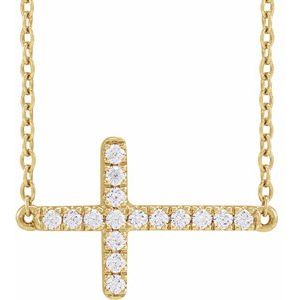 1/6 ct Lab-Grown Diamond Sideways Cross Necklace