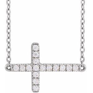 1/6 ct Lab-Grown Diamond Sideways Cross Necklace
