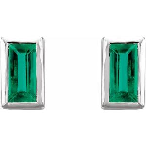 0.07 ct Natural Diamond Straight Baguette Bezel-Set Stud Earrings